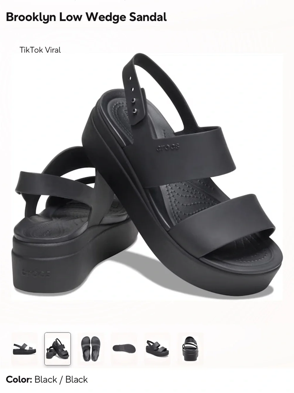 Tik Tok Viral! Crocs Women's Brooklyn Low Wedge Sandals